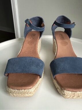 PICON Women’s Blue Espadrille Wedge Sandals - Ankle Strap NEW SZ 9.5